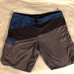 O’Neill Board Shorts Mens Gray Pocket  Surf Wakeboard Swim